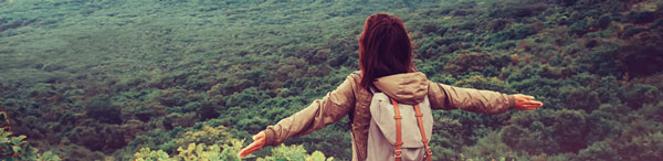 Traveler with Backpack looking at South Australian bushland