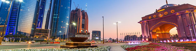 abu dhabi at susnet with flower gardens and temples