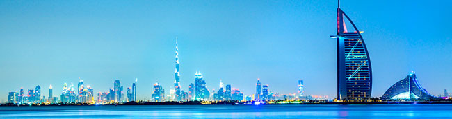 Dubai Oaks hotels and skyline at dusk